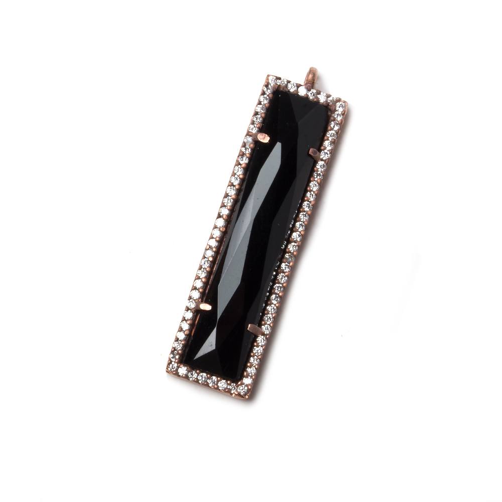 39x10.5mm Rose Gold Bezel CZ and Black Chalcedony Bar 1 ring Pendant 1 piece (ONLINE ORDER ONLY)