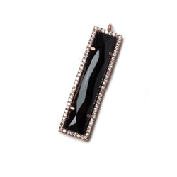 39x10.5mm Rose Gold Bezel CZ and Black Chalcedony Bar 1 ring Pendant 1 piece (ONLINE ORDER ONLY)
