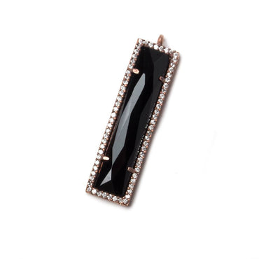 39x10.5mm Rose Gold Bezel CZ and Black Chalcedony Bar 1 ring Pendant 1 piece (ONLINE ORDER ONLY)