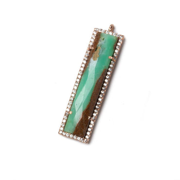 39x10.5mm Rose Gold Bezel CZ and Chrysoprase Bar 1 ring Pendant 1 piece (ONLINE ORDER ONLY)