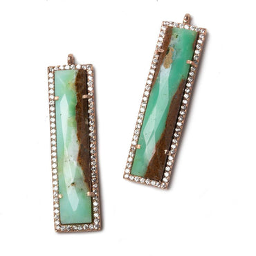39x10.5mm Rose Gold Bezel CZ and Chrysoprase Bar 1 ring Pendant 1 piece (ONLINE ORDER ONLY)