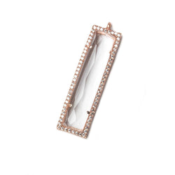 39x10.5mm Rose Gold Bezel CZ and Crystal Quartz Bar 1 ring Pendant 1 piece (ONLINE ORDER ONLY)