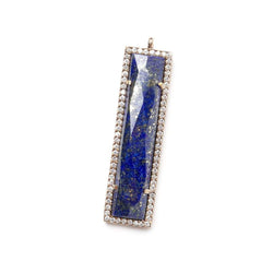 39x10.5mm Rose Gold Bezel CZ & Lapis Lazuli Bar Pendant 1 piece (ONLINE ORDER ONLY)