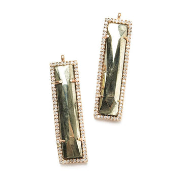 39x10.5mm Rose Gold Bezel CZ & Pyrite Bar 1 ring Pendant 1 piece (ONLINE ORDER ONLY)