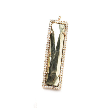 39x10.5mm Rose Gold Bezel CZ & Pyrite Bar 1 ring Pendant 1 piece (ONLINE ORDER ONLY)