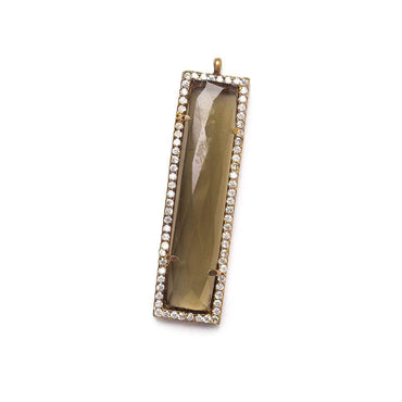 39x10.5mm Rose Gold CZ Bezel Smoky Hydro Quartz Bar Pendant 1 piece (ONLINE ORDER ONLY)