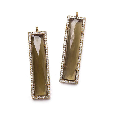 39x10.5mm Rose Gold CZ Bezel Smoky Hydro Quartz Bar Pendant 1 piece (ONLINE ORDER ONLY)