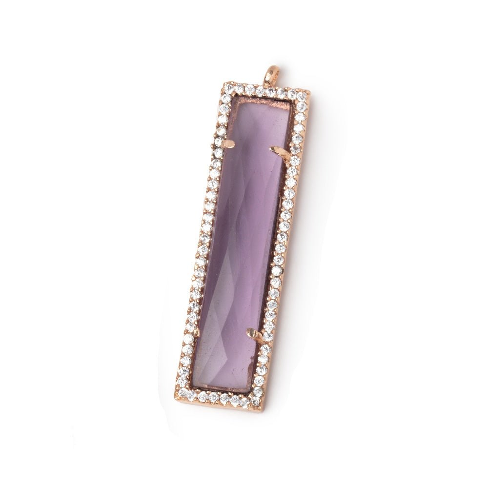 39x10.5mm Rose Gold CZ Bezel Purple Hydro Quartz Bar Pendant 1 Focal (ONLINE ORDER ONLY)