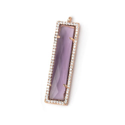 39x10.5mm Rose Gold CZ Bezel Purple Hydro Quartz Bar Pendant 1 Focal (ONLINE ORDER ONLY)