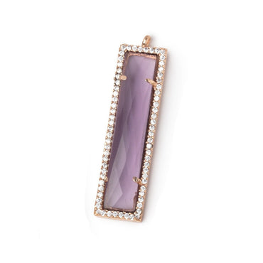 39x10.5mm Rose Gold CZ Bezel Purple Hydro Quartz Bar Pendant 1 Focal (ONLINE ORDER ONLY)