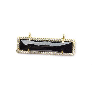 39x10.5mm Vermeil Bezel CZ & Black Chalcedony Bar East-West Connector 1 piece (ONLINE ORDER ONLY)