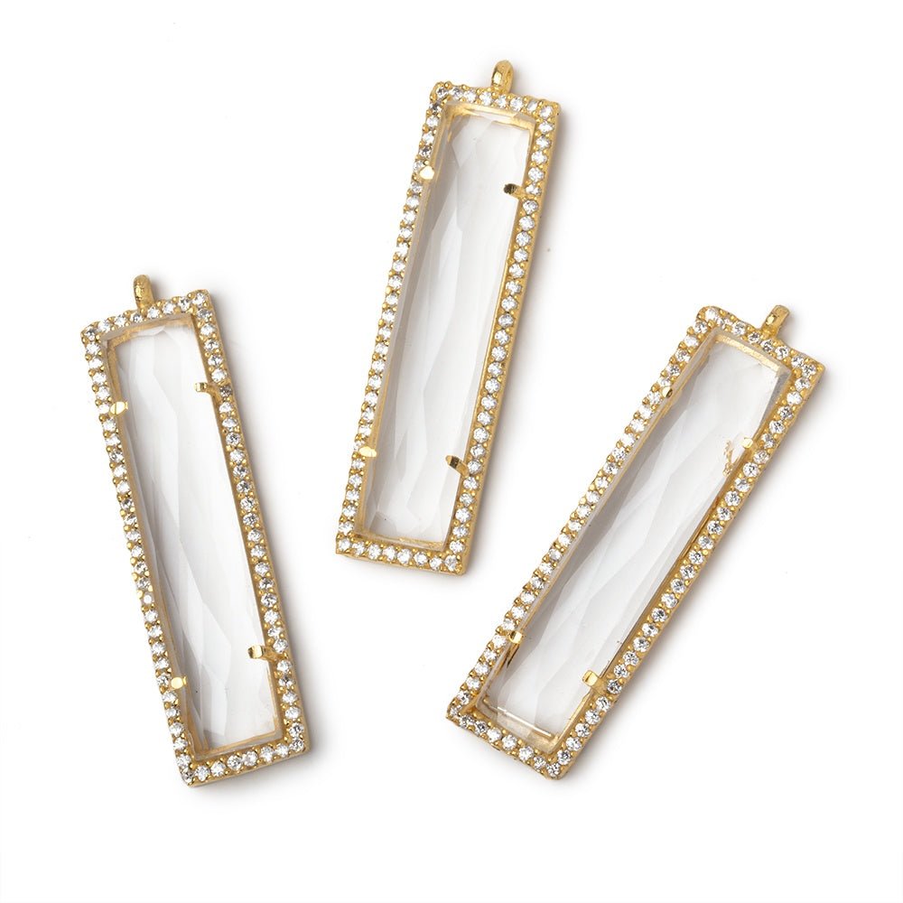 39x10.5mm Vermeil CZ Bezel Crystal Quartz Bar Pendant 1 Focal (ONLINE ORDER ONLY)