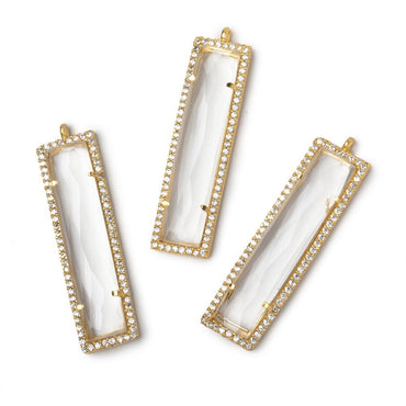 39x10.5mm Vermeil CZ Bezel Crystal Quartz Bar Pendant 1 Focal (ONLINE ORDER ONLY)