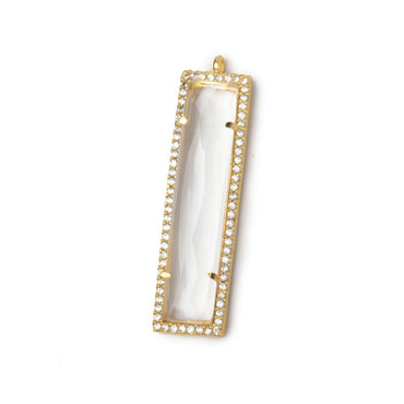 39x10.5mm Vermeil CZ Bezel Crystal Quartz Bar Pendant 1 Focal (ONLINE ORDER ONLY)