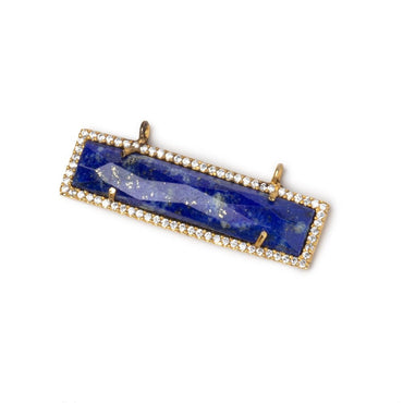 39x10.5mm Vermeil CZ Bezel Lapis Lazuli Bar Connector 1 Focal (ONLINE ORDER ONLY)