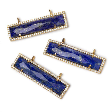 39x10.5mm Vermeil CZ Bezel Lapis Lazuli Bar Connector 1 Focal (ONLINE ORDER ONLY)