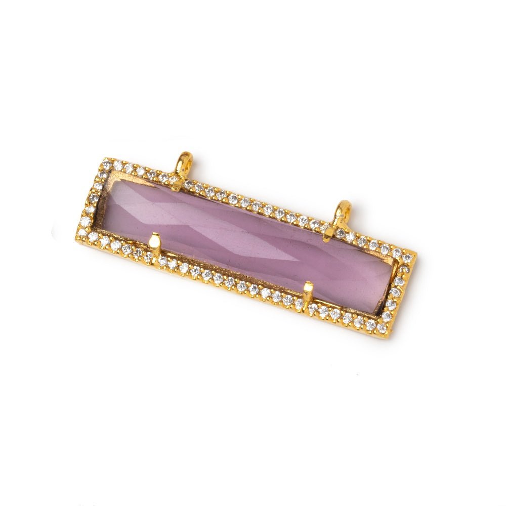 39x10.5mm Vermeil CZ Bezel Purple Hydro Quartz Bar Connector 1 Focal (ONLINE ORDER ONLY)