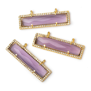 39x10.5mm Vermeil CZ Bezel Purple Hydro Quartz Bar Connector 1 Focal (ONLINE ORDER ONLY)