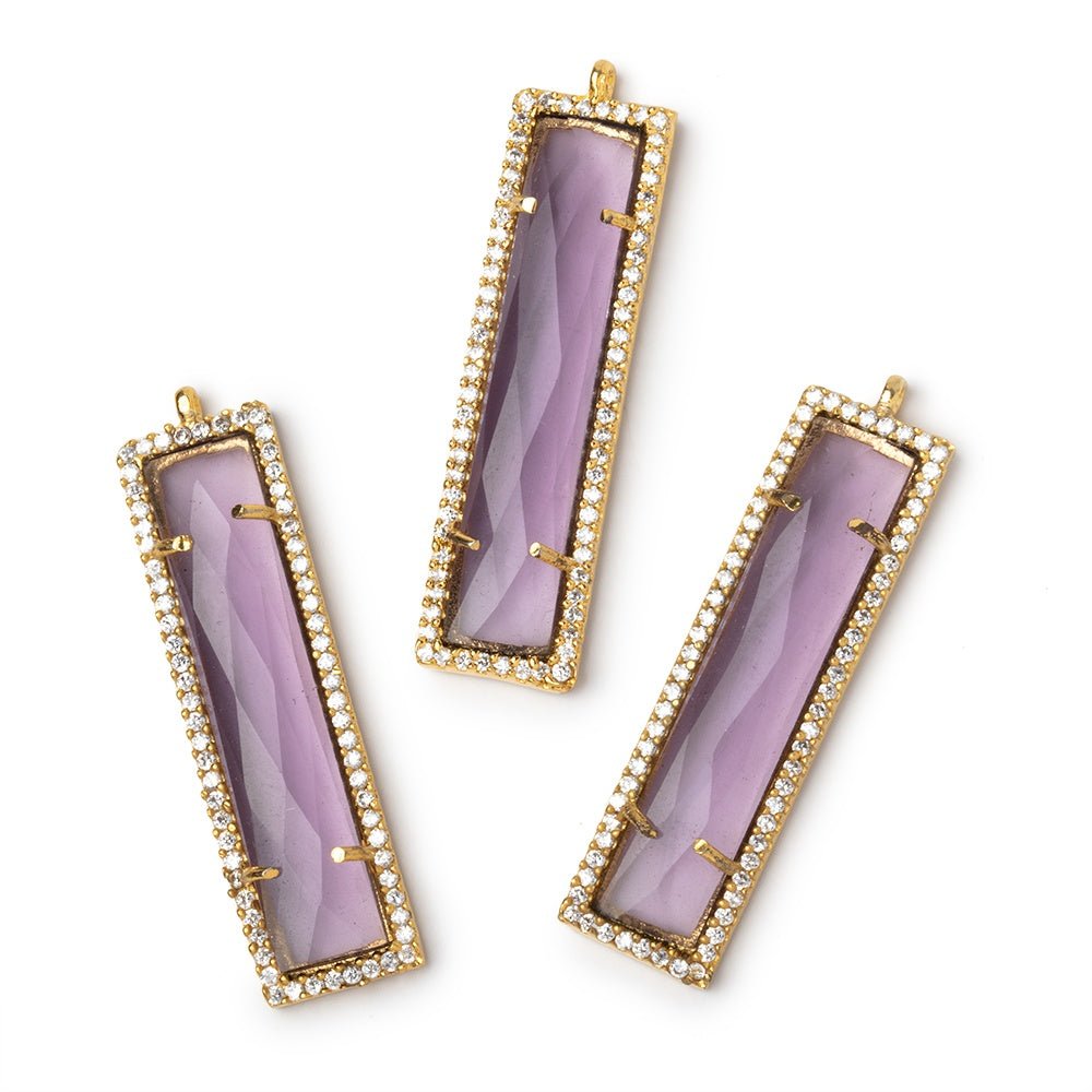 39x10.5mm Vermeil CZ Bezel Purple Hydro Quartz Bar Pendant 1 Focal (ONLINE ORDER ONLY)