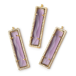 39x10.5mm Vermeil CZ Bezel Purple Hydro Quartz Bar Pendant 1 Focal (ONLINE ORDER ONLY)