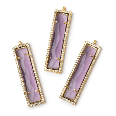 39x10.5mm Vermeil CZ Bezel Purple Hydro Quartz Bar Pendant 1 Focal (ONLINE ORDER ONLY)