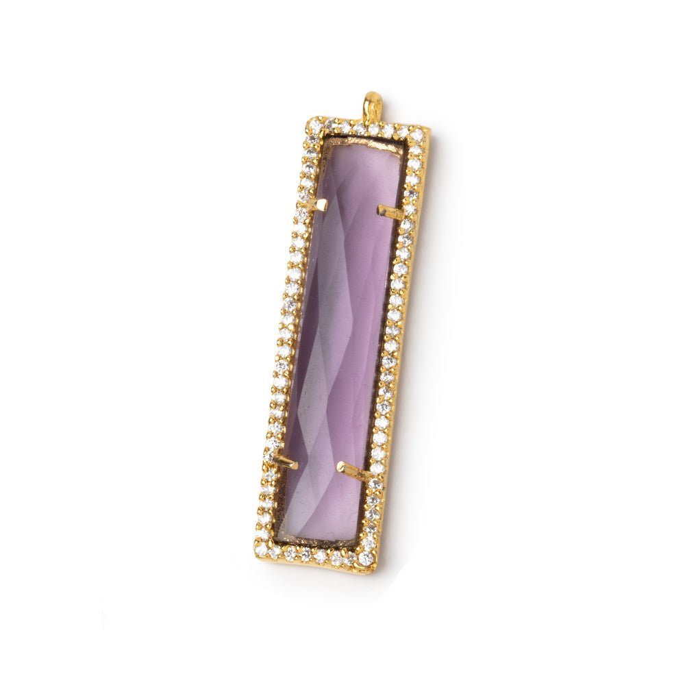 39x10.5mm Vermeil CZ Bezel Purple Hydro Quartz Bar Pendant 1 Focal (ONLINE ORDER ONLY)
