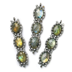 39x10mm Black Gold Bezel CZ & Labradorite 3 Oval Connector 1 focal bead (ONLINE ORDER ONLY)