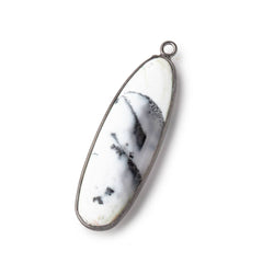 39x13mm Black Gold Bezel Dendritic Opal Plain Oval Pendant 1 piece (ONLINE ORDER ONLY)