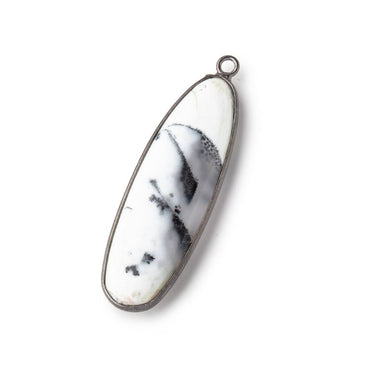 39x13mm Black Gold Bezel Dendritic Opal Plain Oval Pendant 1 piece (ONLINE ORDER ONLY)