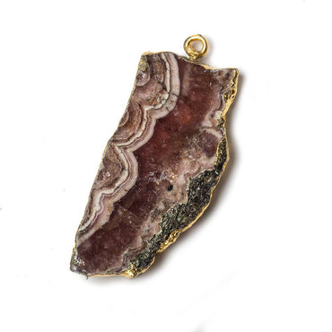 39x16x4mm Gold Leafed Rhodochrosite Slice Focal Bead (ONLINE ORDER ONLY)