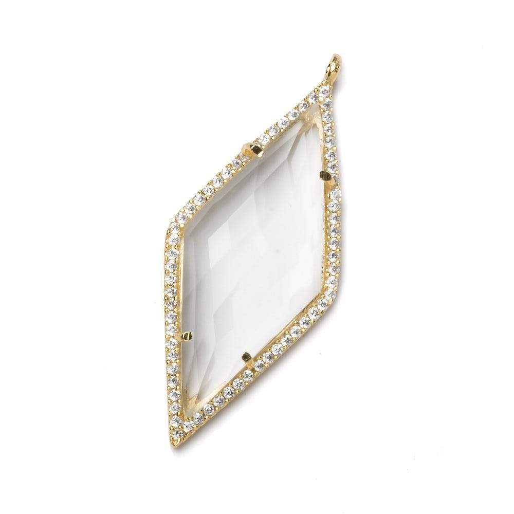 39x18mm Vermeil Bezeled White CZ and Crystal Quartz Kite Pendant 1 piece (ONLINE ORDER ONLY)