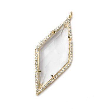 39x18mm Vermeil Bezeled White CZ and Crystal Quartz Kite Pendant 1 piece (ONLINE ORDER ONLY)