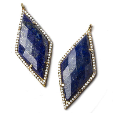 39x18mm Vermeil Bezeled White CZ and Lapis Lazuli Kite Pendant 1 piece (ONLINE ORDER ONLY)