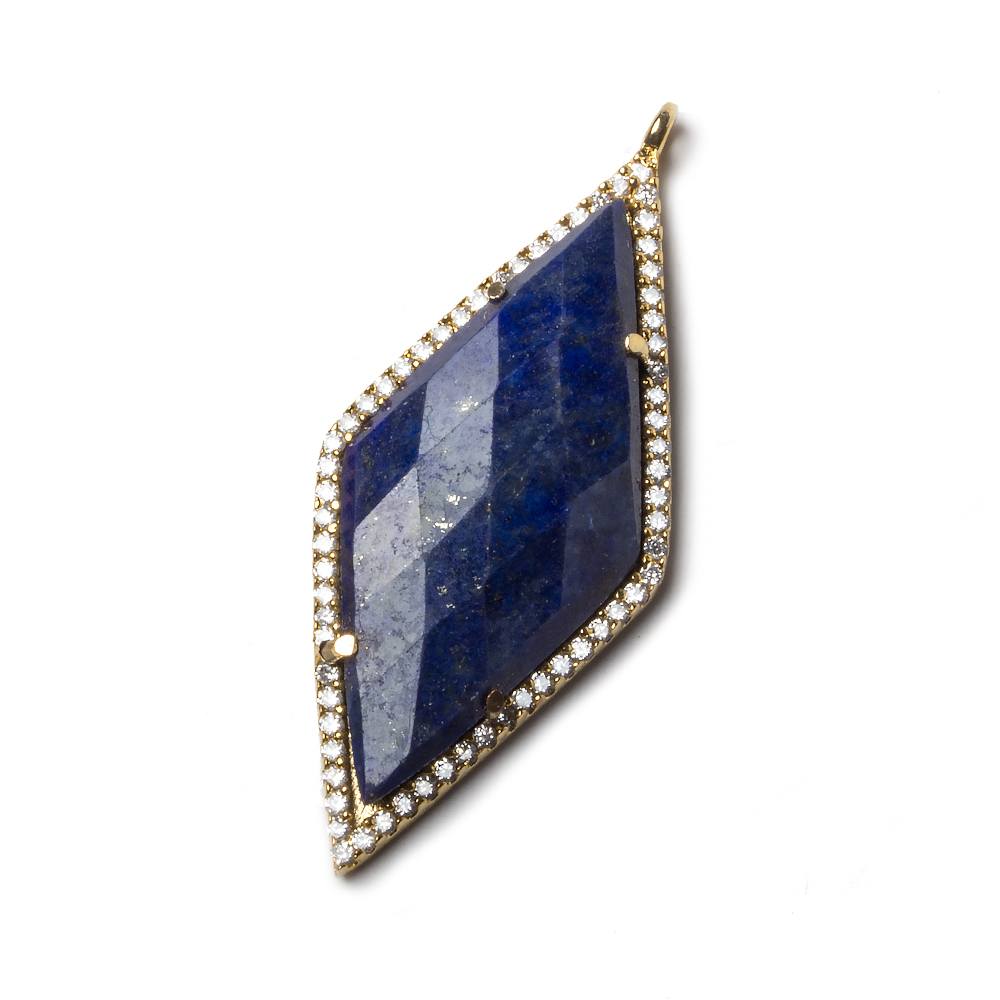 39x18mm Vermeil Bezeled White CZ and Lapis Lazuli Kite Pendant 1 piece (ONLINE ORDER ONLY)