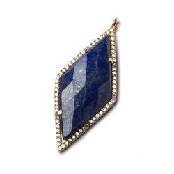 39x18mm Vermeil Bezeled White CZ and Lapis Lazuli Kite Pendant 1 piece (ONLINE ORDER ONLY)
