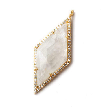 39x18mm Gold CZ Bezel Rainbow Moonstone Kite Pendant 1 piece (ONLINE ORDER ONLY)