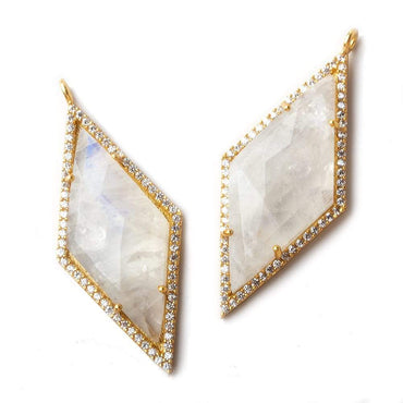 39x18mm Gold CZ Bezel Rainbow Moonstone Kite Pendant 1 piece (ONLINE ORDER ONLY)