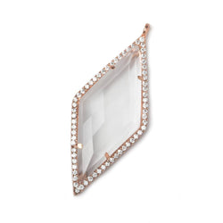 39x18mm Rose Gold Bezeled White CZ and Crystal Quartz Kite Pendant 1 piece (ONLINE ORDER ONLY)