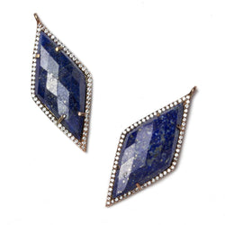 39x18mm Rose Gold Bezeled White CZ and Lapis Lazuli Kite Pendant 1 piece (ONLINE ORDER ONLY)