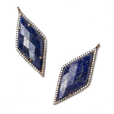 39x18mm Rose Gold Bezeled White CZ and Lapis Lazuli Kite Pendant 1 piece (ONLINE ORDER ONLY)