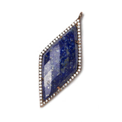 39x18mm Rose Gold Bezeled White CZ and Lapis Lazuli Kite Pendant 1 piece (ONLINE ORDER ONLY)