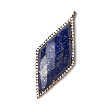 39x18mm Rose Gold Bezeled White CZ and Lapis Lazuli Kite Pendant 1 piece (ONLINE ORDER ONLY)