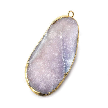 39x19x10mm Gold Leafed Purple Pink Agate Drusy Pendant 1 Focal Bead (ONLINE ORDER ONLY)