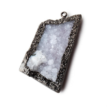 39x26mm Black Gold Leafed Gray Drusy Freeform Pendant 1 piece (ONLINE ORDER ONLY)