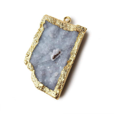 39x26mm Gold Leafed Gray Drusy Freeform Pendant 1 piece (ONLINE ORDER ONLY)
