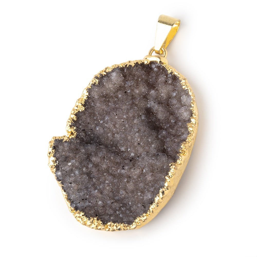 39x28mm Gold Leafed Chestnut Brown Drusy Pendant 1 focal piece (ONLINE ORDER ONLY)