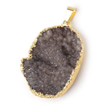 39x28mm Gold Leafed Chestnut Brown Drusy Pendant 1 focal piece (ONLINE ORDER ONLY)