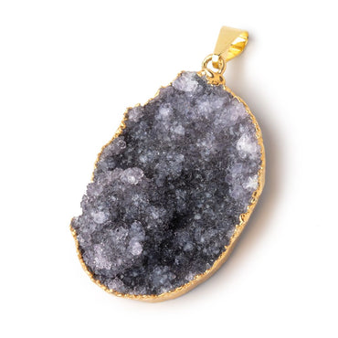 39x29mm Gold Leafed Amethyst Drusy Pendant 1 focal piece (ONLINE ORDER ONLY)