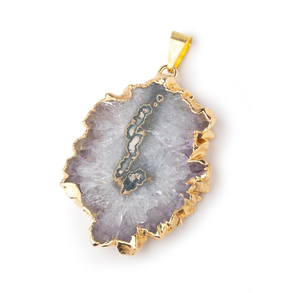 39x30mm Gold Leafed Amethyst Solar Quartz Slice Pendant 1 focal piece (ONLINE ORDER ONLY)