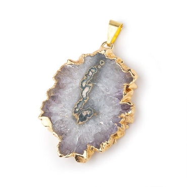 39x30mm Gold Leafed Amethyst Solar Quartz Slice Pendant 1 focal piece (ONLINE ORDER ONLY)